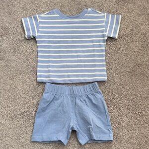 New! Hanna Andersson Blue and White Striped Baby set. Never worn.
